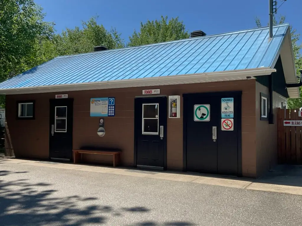 a building with a blue roof